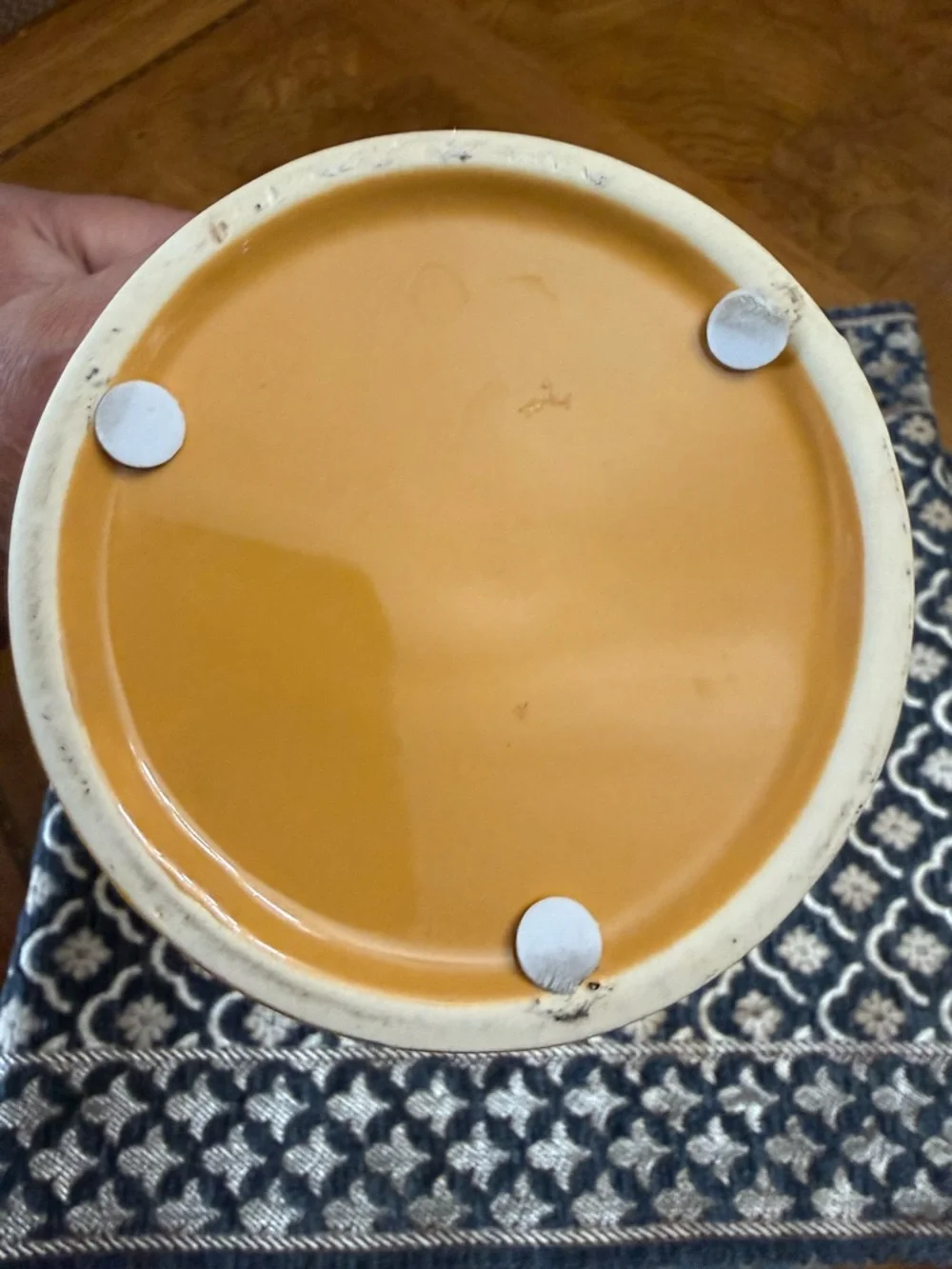 Home Interiors Mustard Yellow Embossed Ceramic Pitcher - Picture 6 of 7